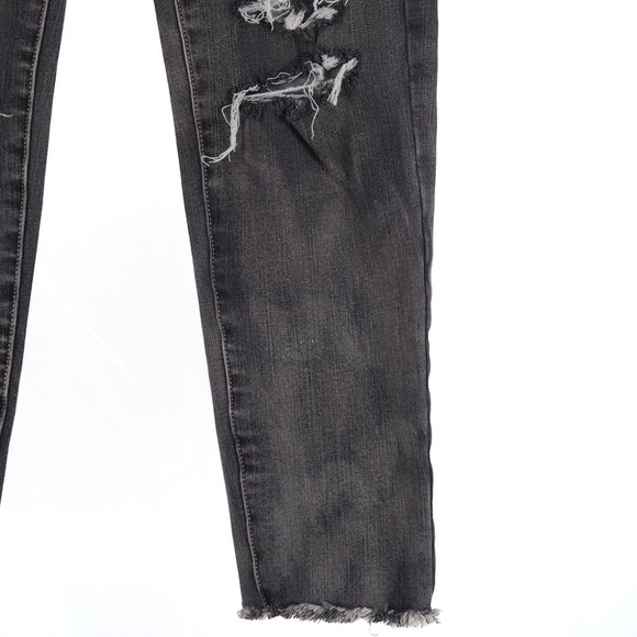 American Eagle Black Hi-Rise Jegging Crop Distressed Jeans 4 - Picture 3 of 7